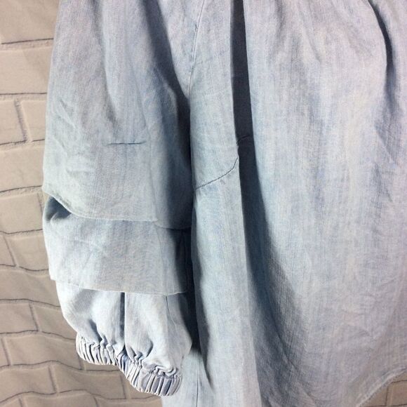 Lane bryant Blue Ruffle Short Sl Shirt Size 22/24 - Picture 4 of 6